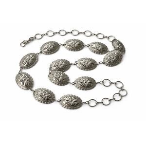 Vintage Silver Tone Concho Belt Southwestern Boho Layered Adjustable Waist Belt